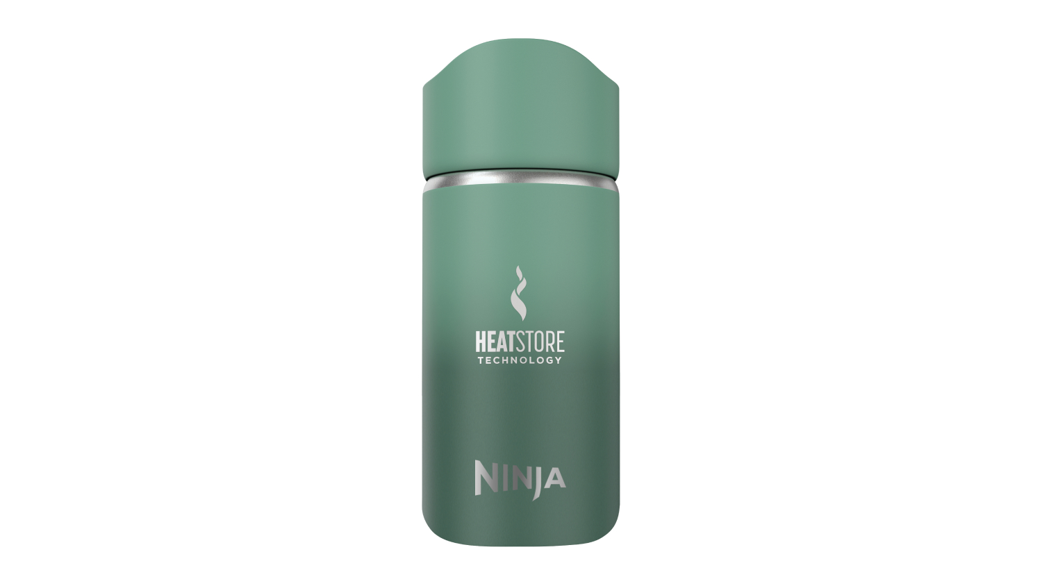 Green Ninja travel bottle with HeatStore Technology logo