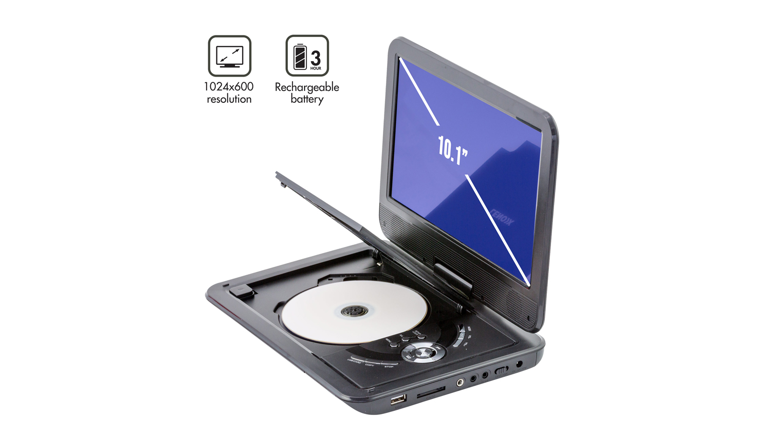 Lenoxx Rechargeable 10.1" Portable DVD Player with Swivel Screen
