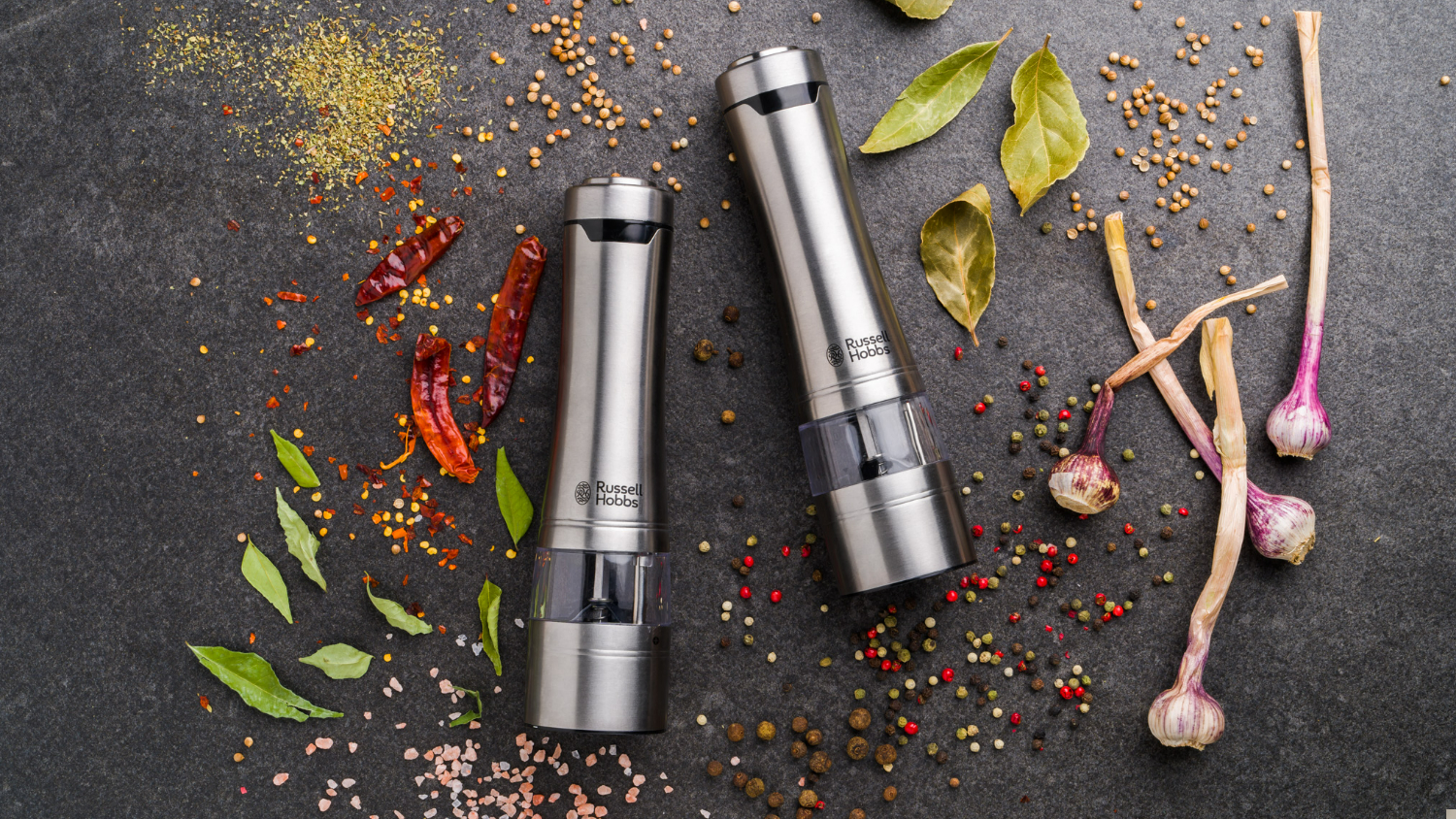 Russell Hobbs Cordless Salt & Pepper Mills - Brushed Stainless Steel (RHPK4000)