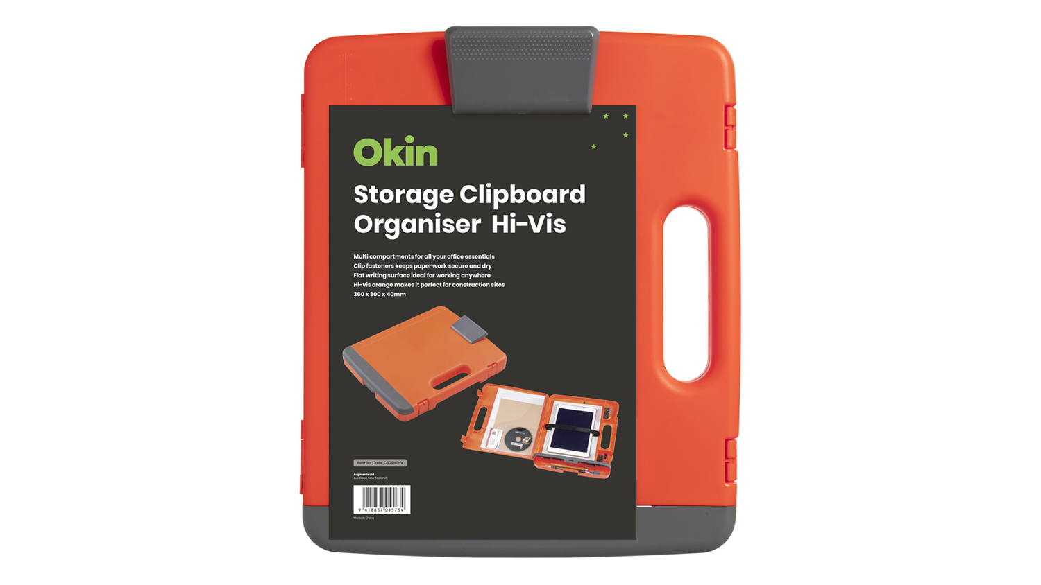 Okin Storage Clipboard Large - Hi-Vis