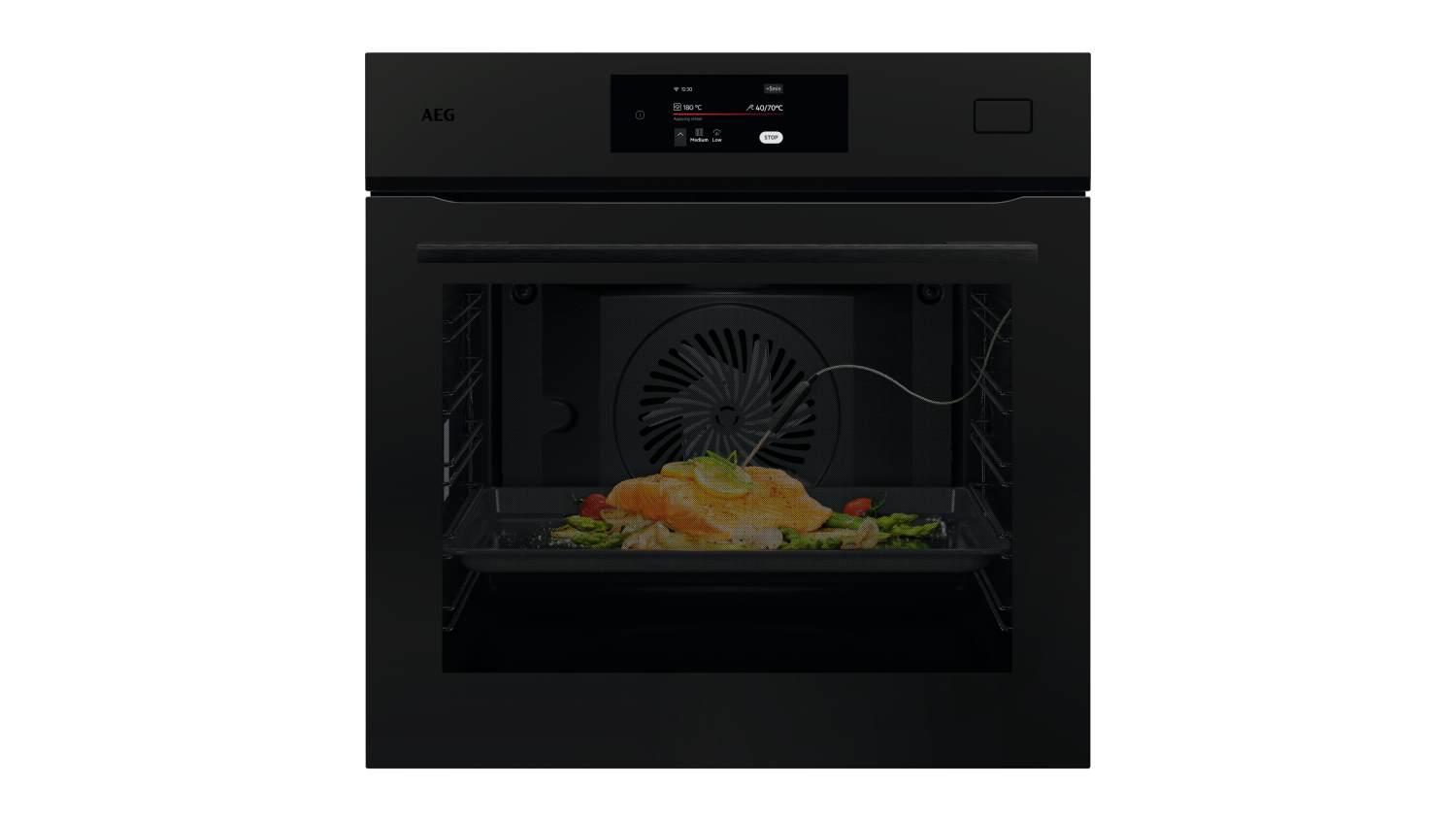AEG 60cm Smart AI Built-In Steam Oven with 24 Functions - Matte Black (NBB8S731AT)