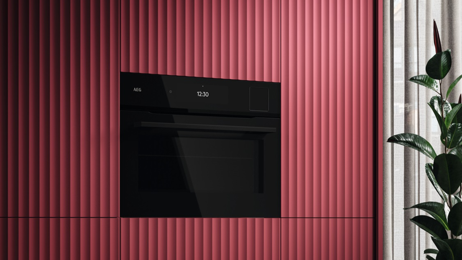 AEG 60cm Smart AI Built-In Compact Steam Oven with 24 Functions - Black (NKB9A82KB)