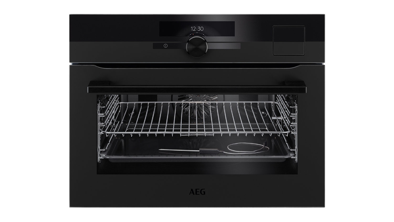 AEG 60cm Smart AI Built-In Compact Steam Oven with 24 Functions - Matte Black (NKB9A82KT)