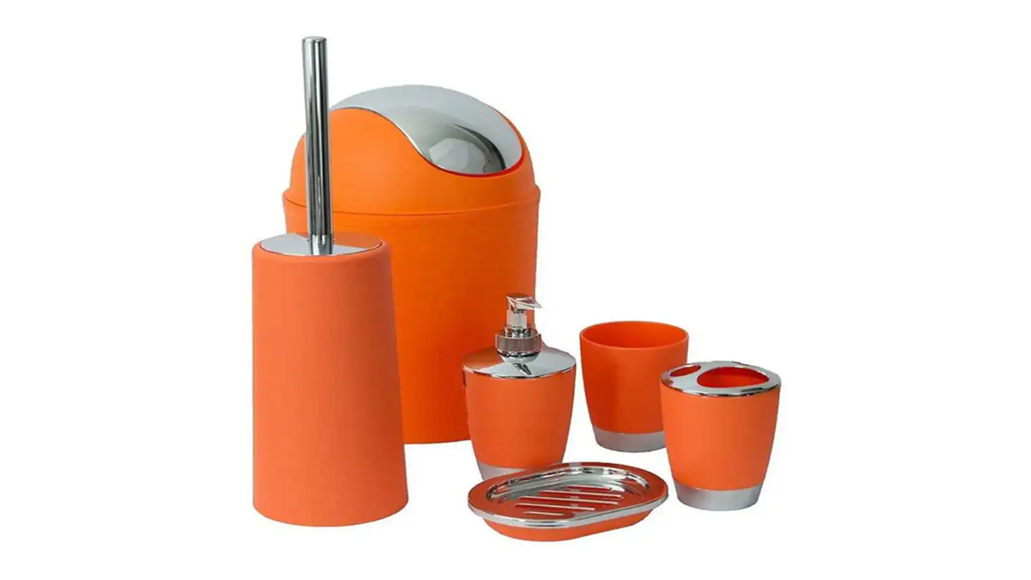 Hod Bathroom Accessory Set 6 Piece - Orange