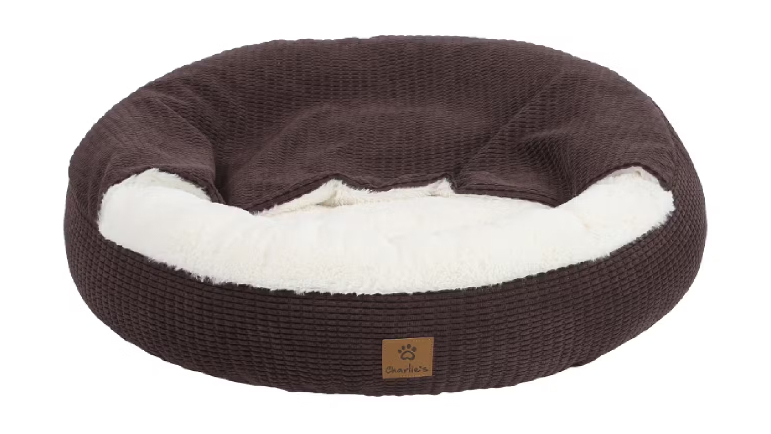 Charlie's "Snookie" Corncob Fabric Pet Bed with Hood Medium - Brown