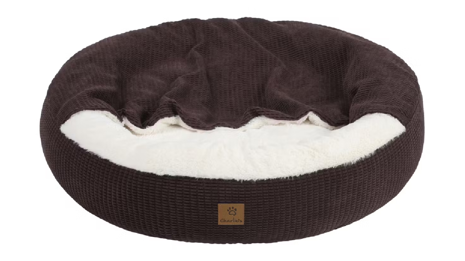 Charlie's "Snookie" Corncob Fabric Pet Bed with Hood Large - Brown