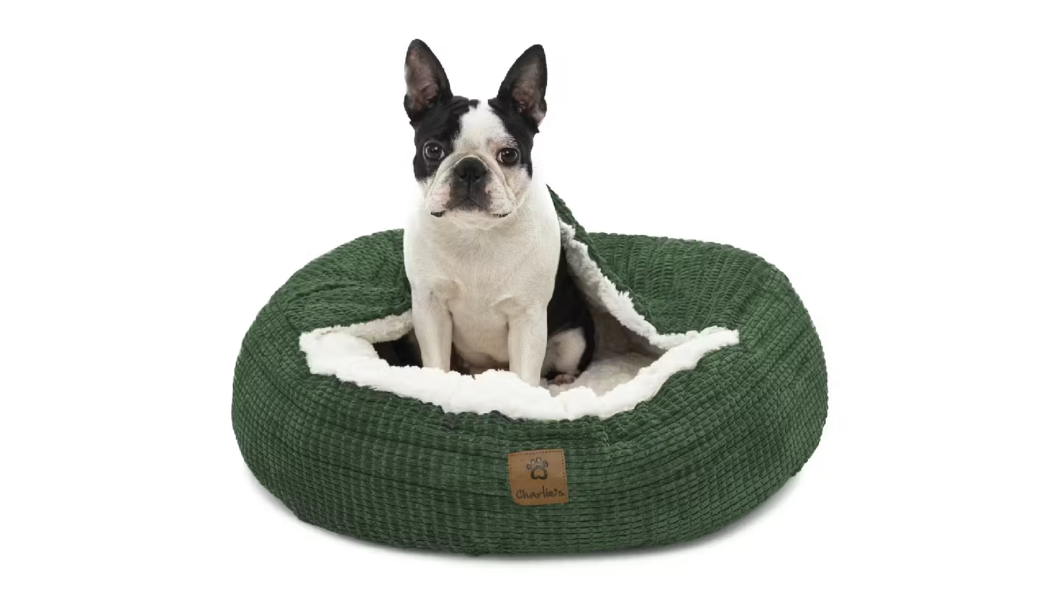 Charlie's "Snookie" Corncob Fabric Pet Bed with Hood Medium - Green