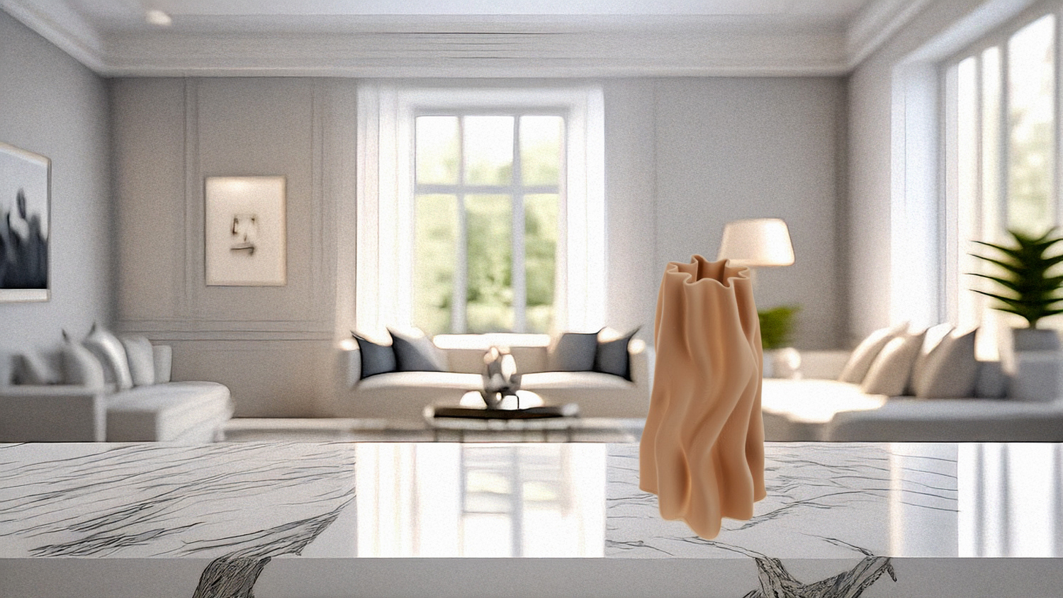 Anouk Beige Ceramic Vase - Small