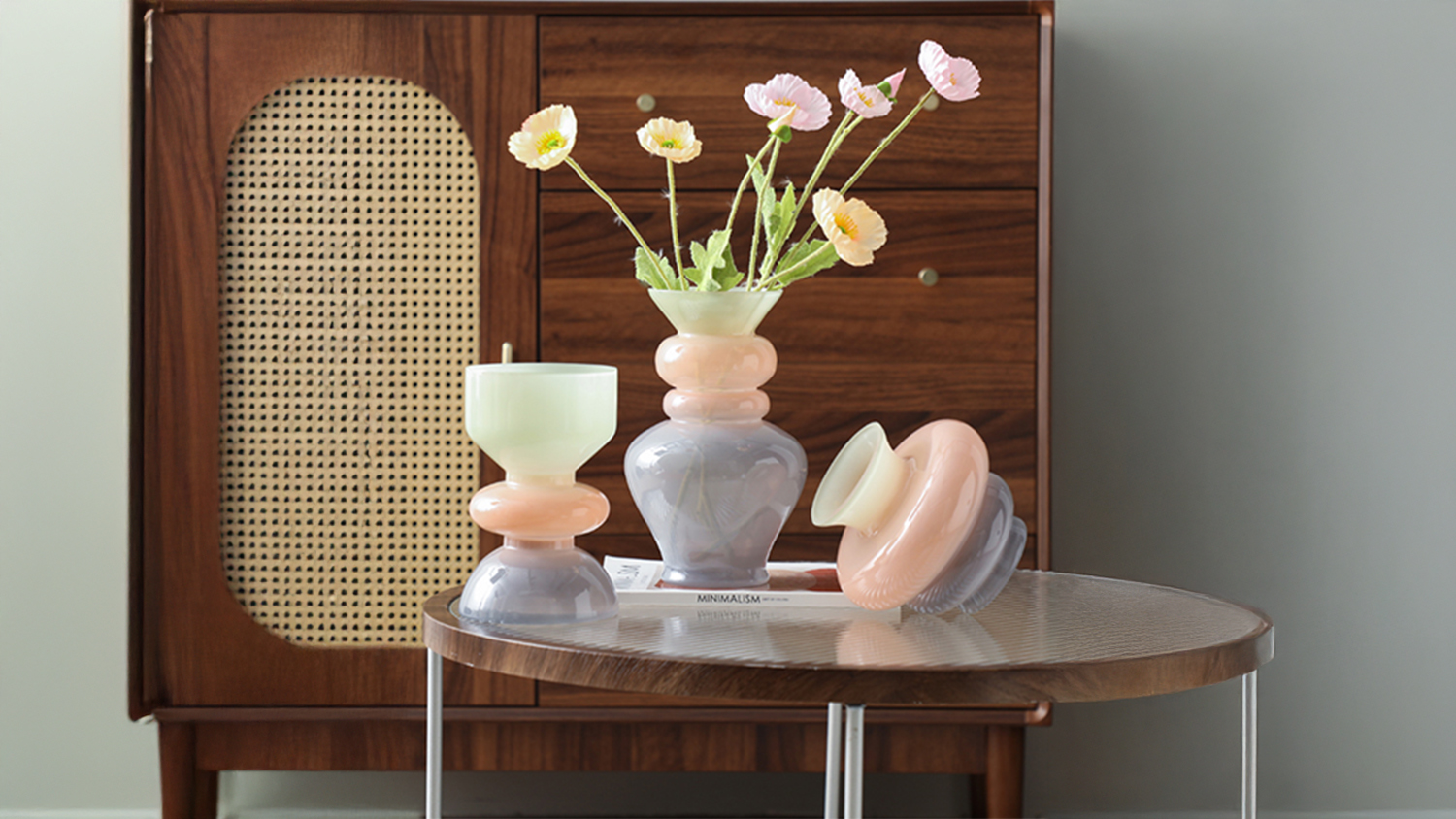 Ombre Tri-Colour Glass Vase - Medium