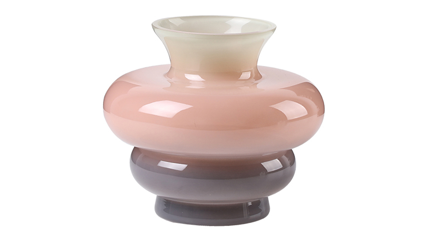 A tri-coloured decorative vase with a unique stacked design