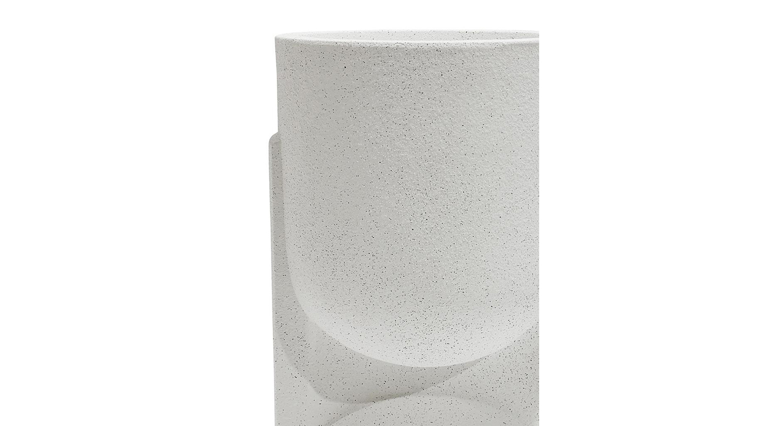 A cylindrical planter with a smooth speckled finish.