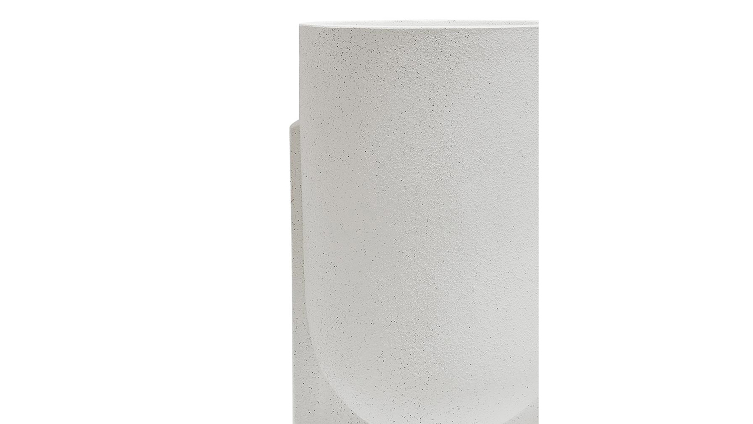 A cylindrical planter with a smooth speckled finish.