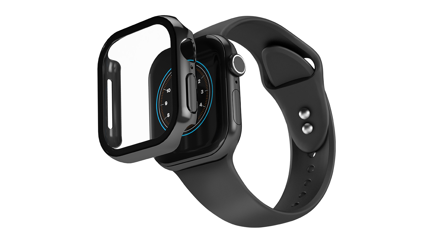 A view of the Cygnett EdgeShield Case beside the compatible Apple Watch 10.