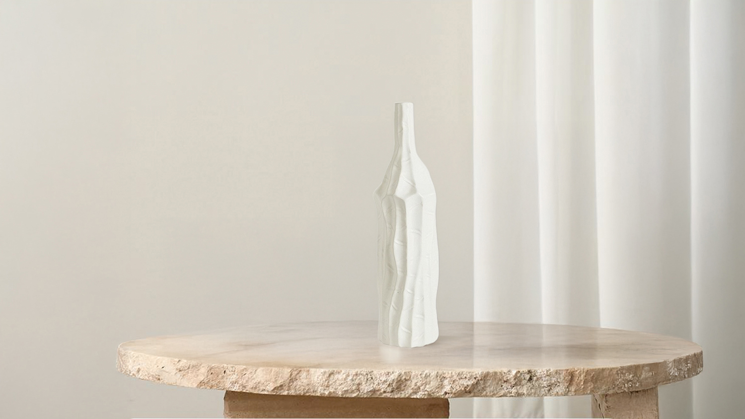 Textured White Bottle Vase - Small