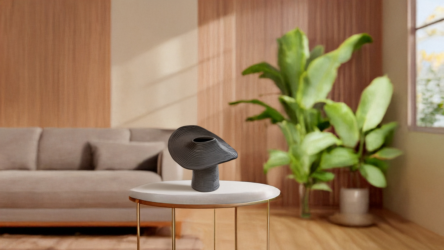 Ripple Collar Black Vase - Small