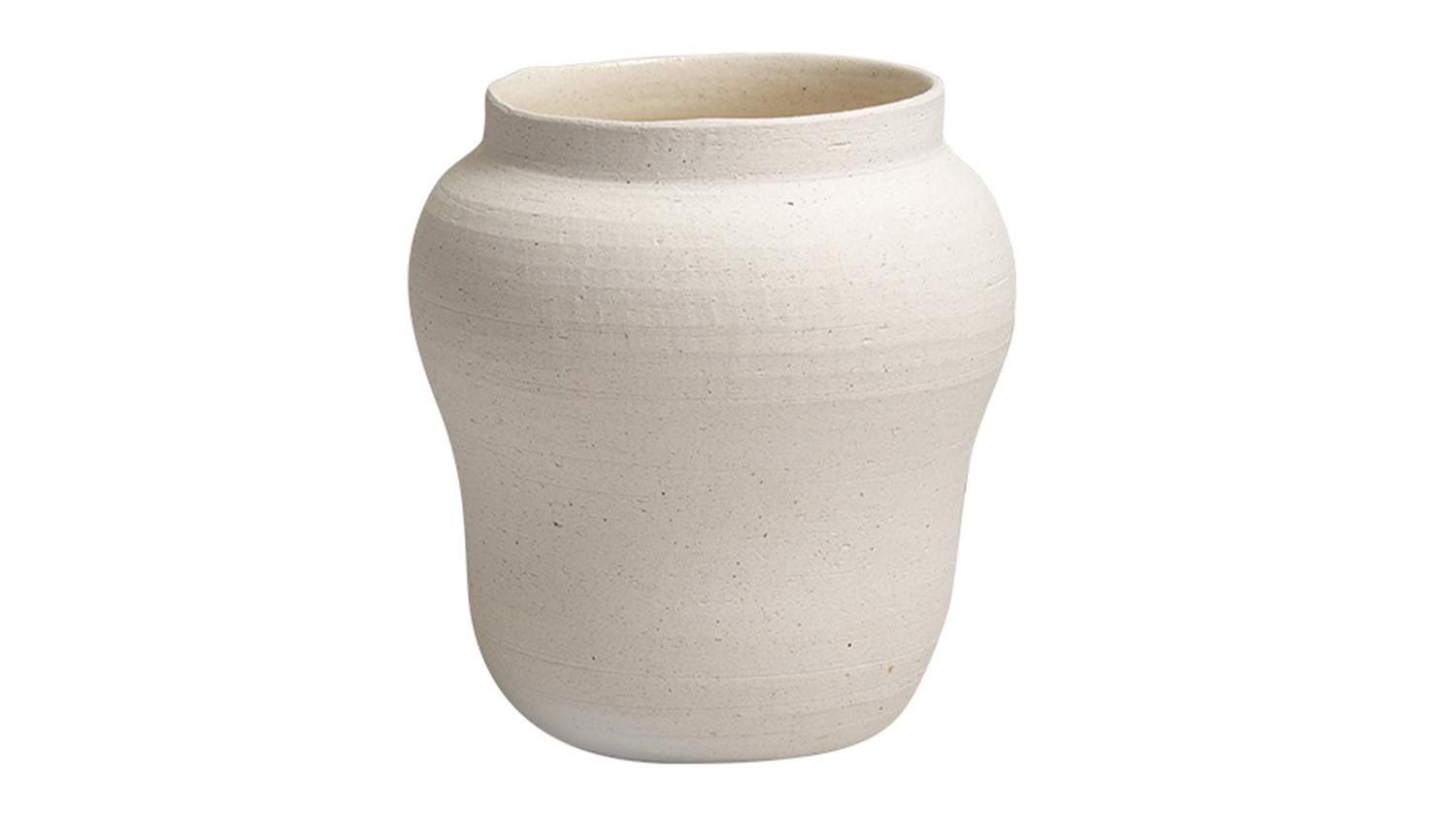 A cream-coloured ceramic vase with a textured surface