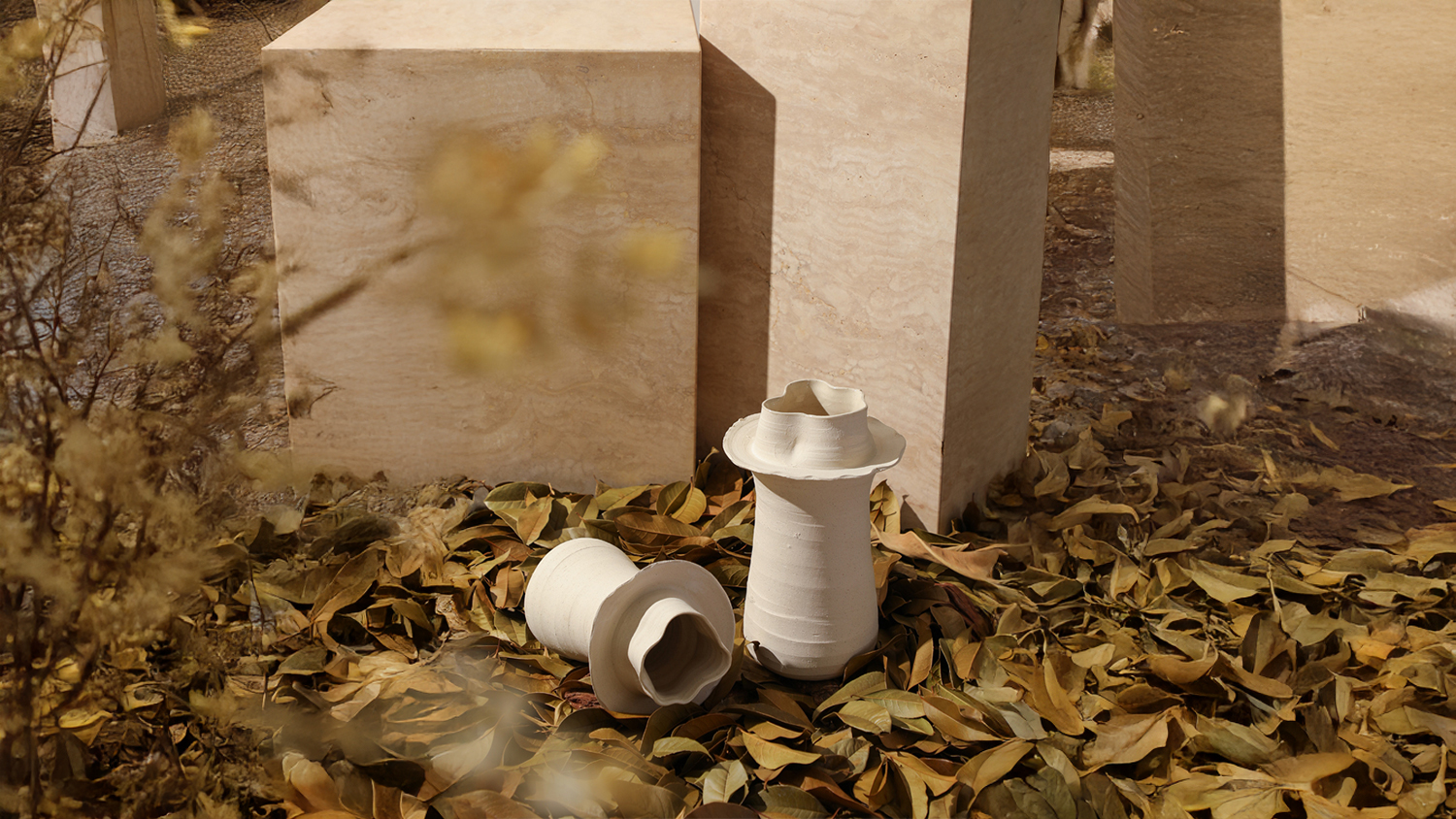 Organic Form Natural Ceramic Vase - Large