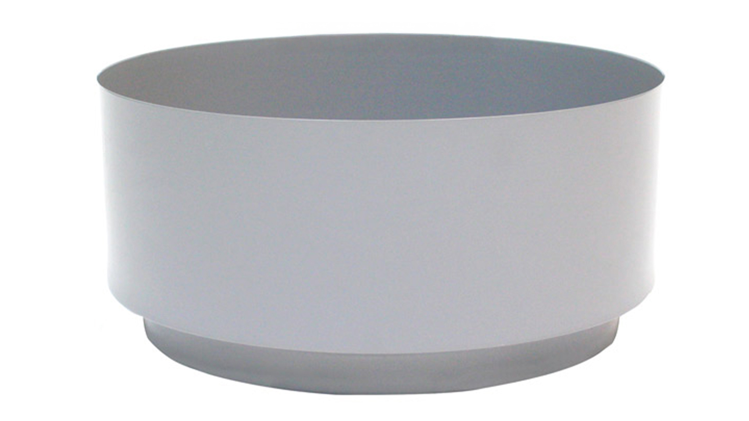 A minimalist planter with a grey finish and a wide opening