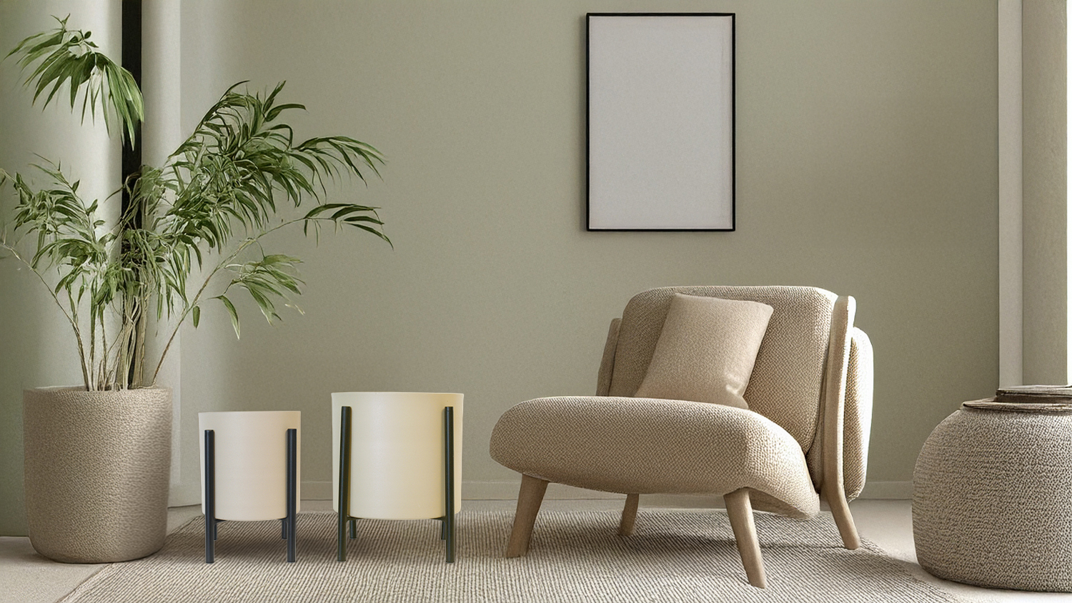 Malik Beige Planter on Stand Set 2pcs