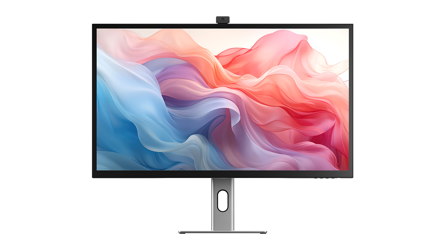 A front view of the Alogic 32" Clarity Pro Max Touch 4K UHD Monitor with a vibrant graphic displayed on the screen.