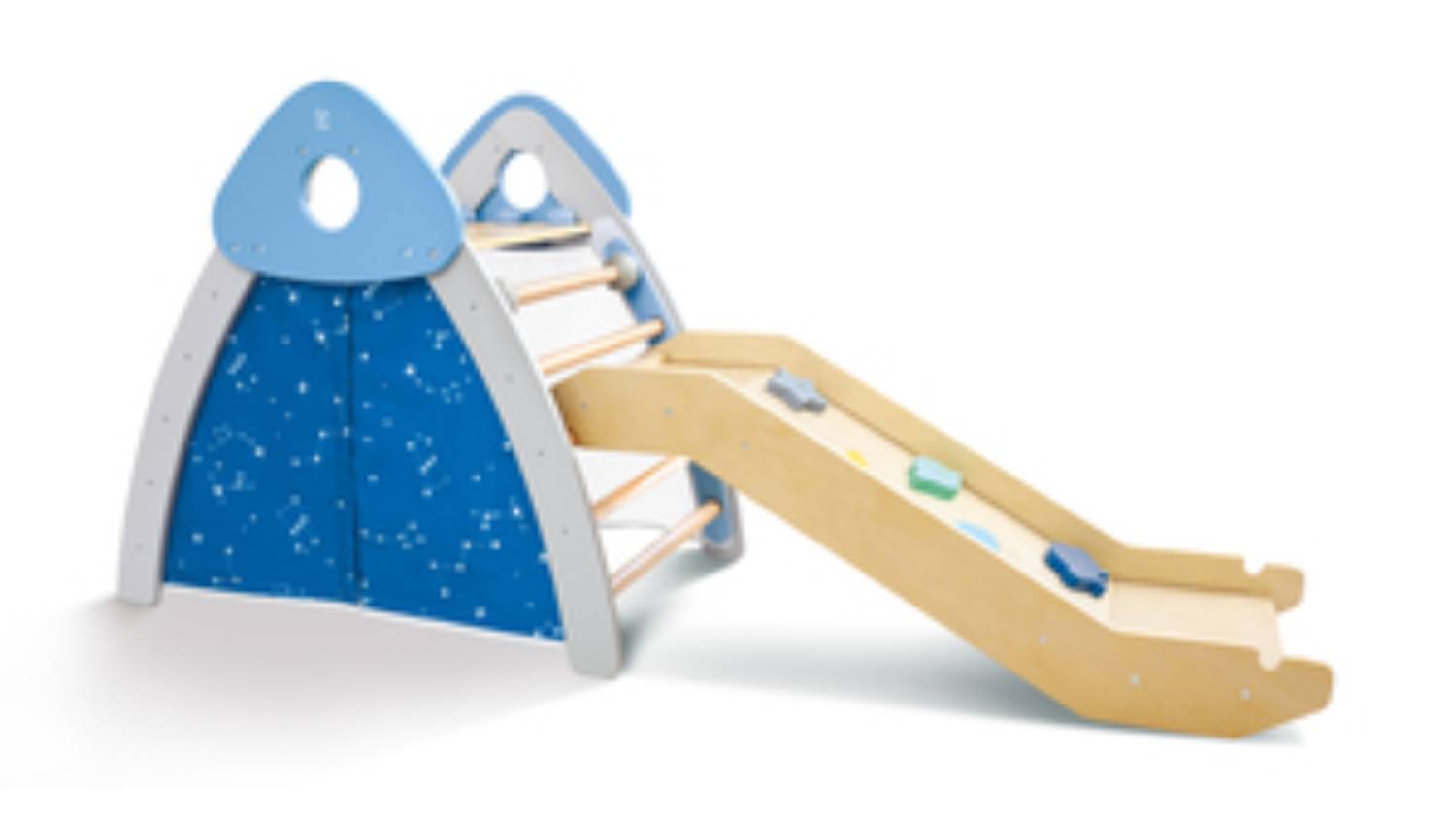 A close-up shot of Hape Climb 'n' Slide, 4-in-1 outdoor playset