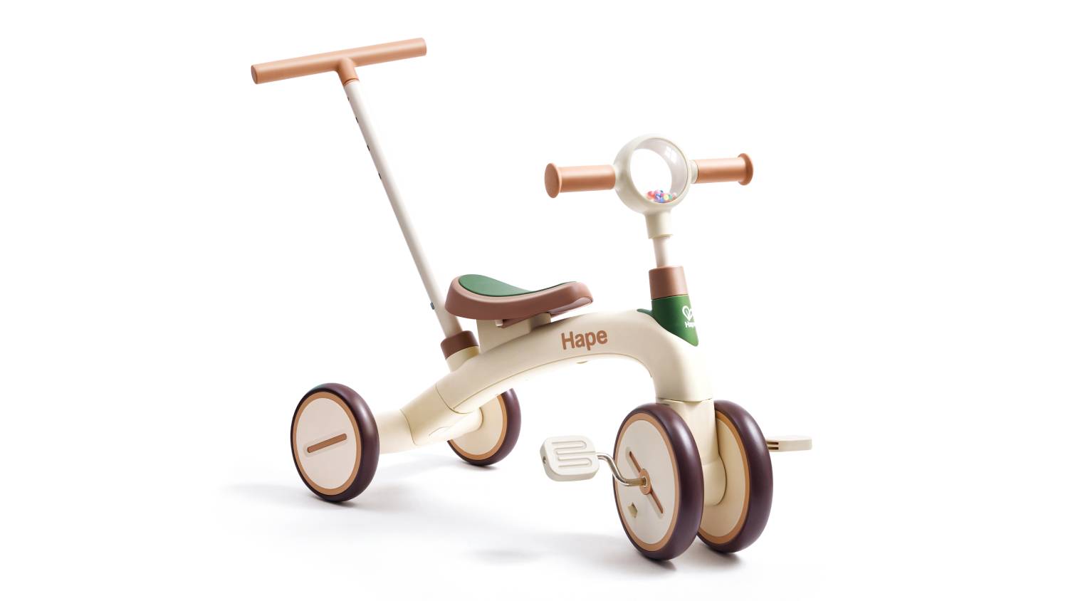 Close-up shot of Hape Step-By-Step Guided Tricycle.