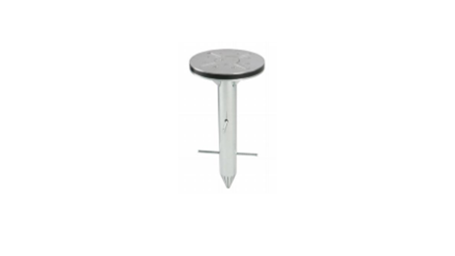 A front view of a sleek in-ground outdoor umbrella base.