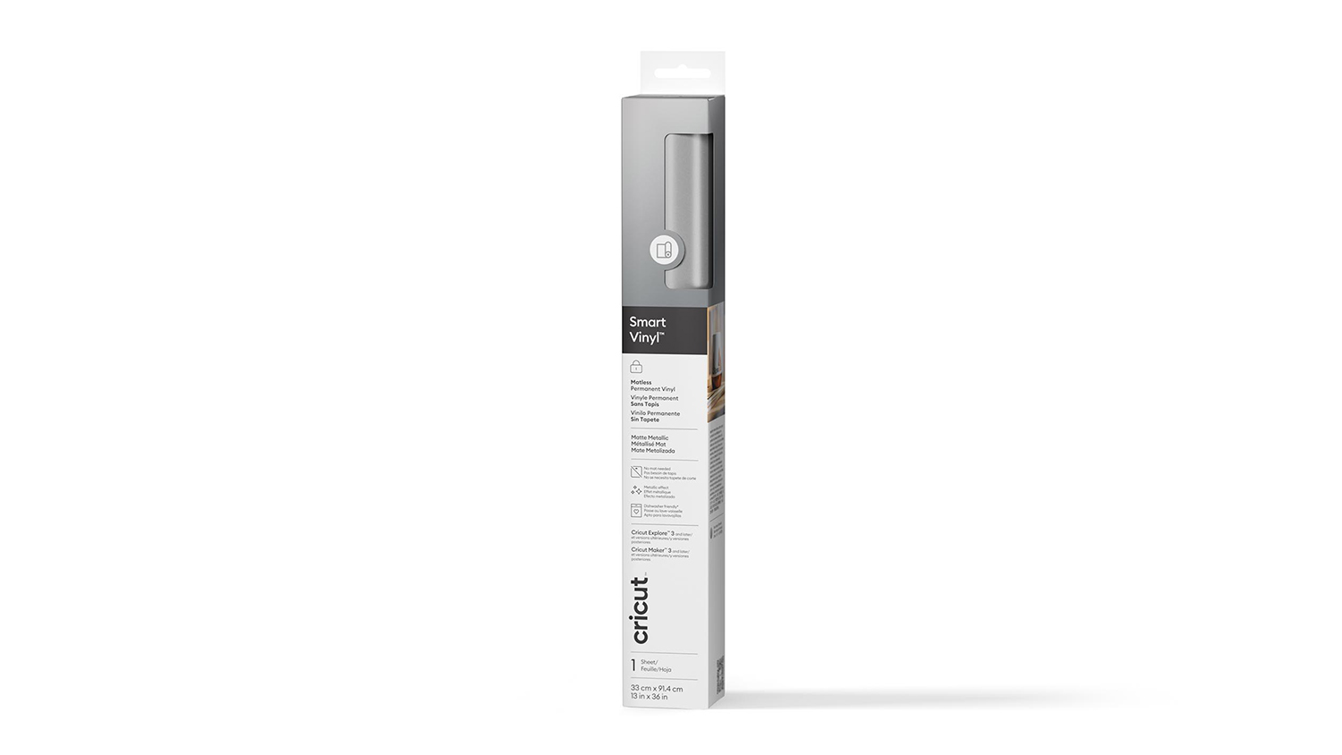 A product box of Cricut Smart Vinyl in silver colour.