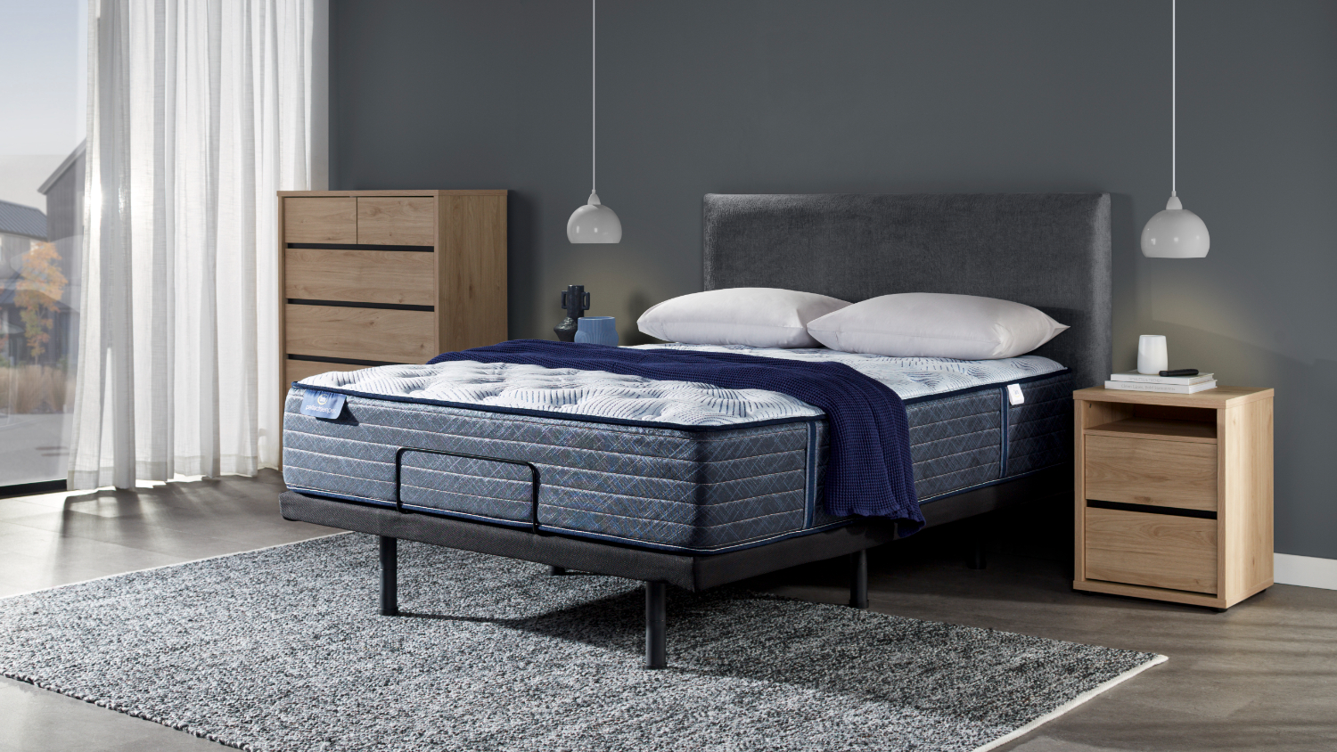 Serta Blue Lagoon Firm Queen Mattress with Virtue Queen Adjustable Base by A.H. Beard