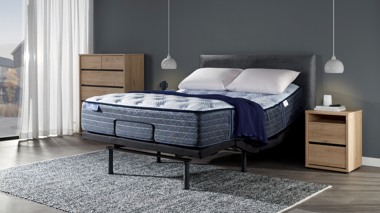 Serta Blue Lagoon Firm Queen Mattress with Virtue Queen Adjustable Base by A.H. Beard