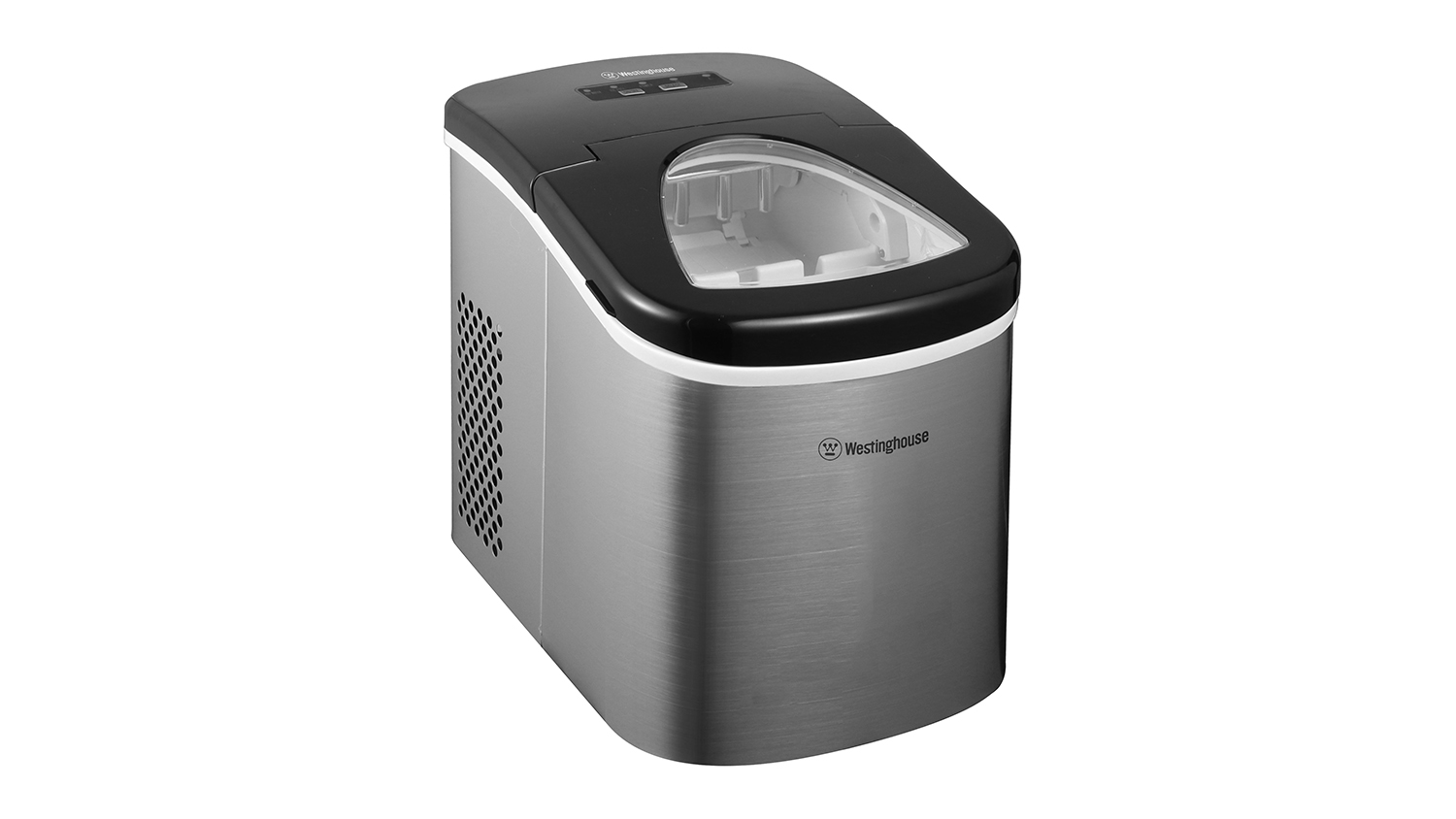 A left-side view shows the Westinghouse 12kg Portable Countertop Ice Maker.