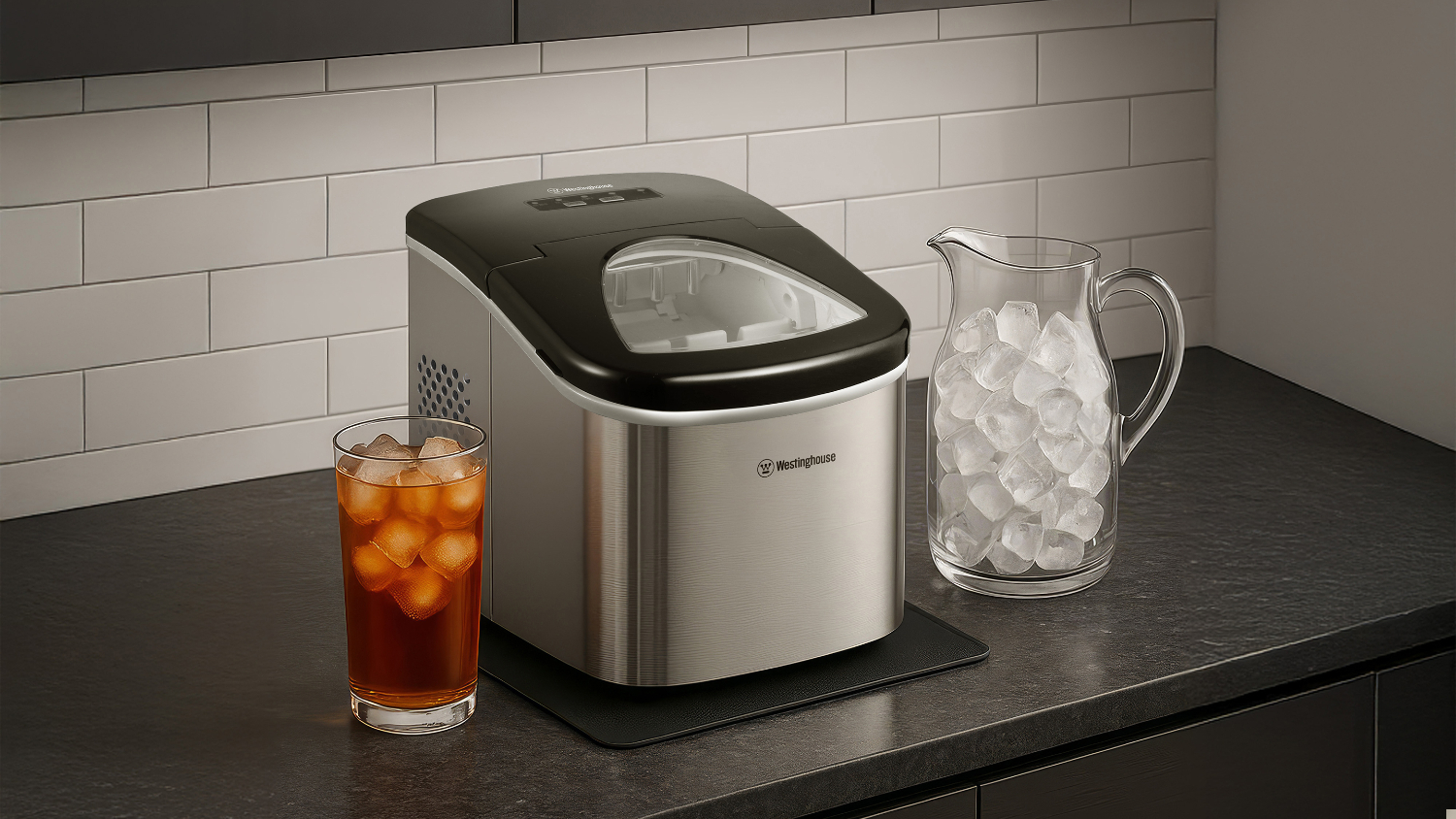 Westinghouse 12kg Portable Countertop Ice Maker - Stainless Steel with Black Accents (WHIM01SS)