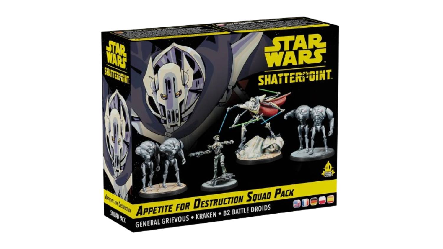A box of Star Wars: Shatterpoint Squad pack (Appetite for Destruction).
