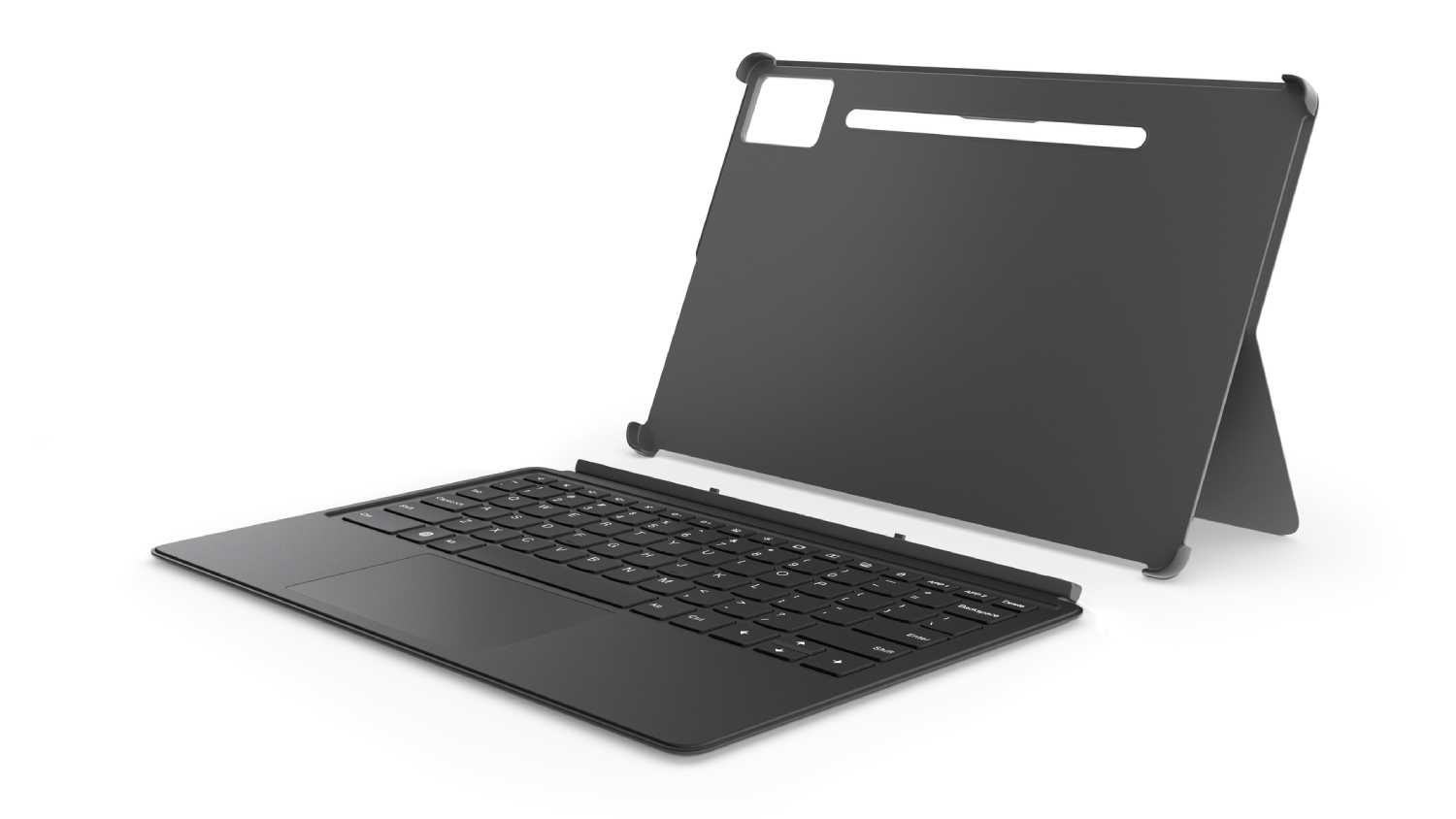 An angled front view of the Lenovo Case with Keyboard