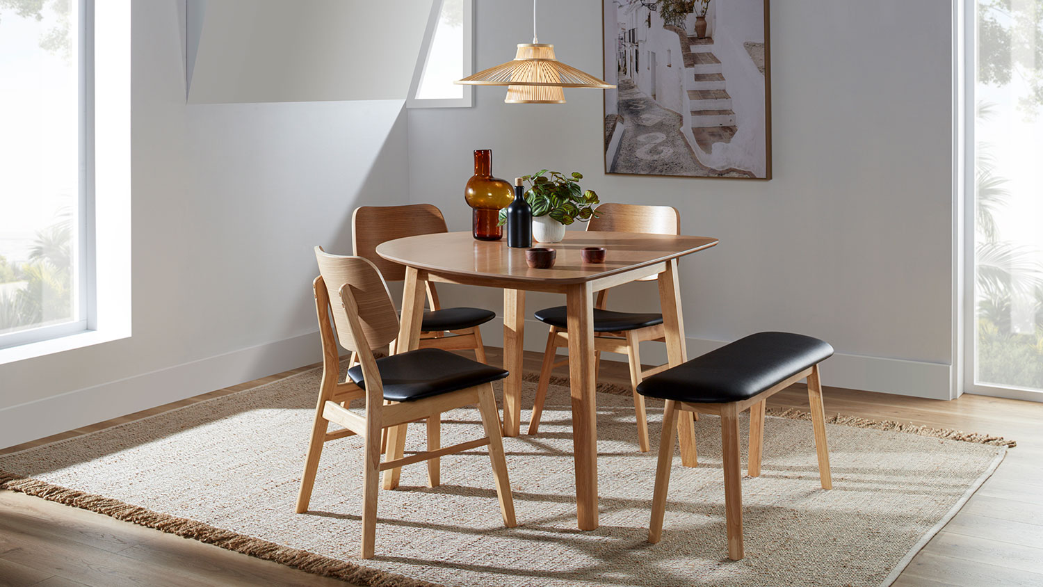 Zara 5 Piece D-Shape Dining Suite - Black