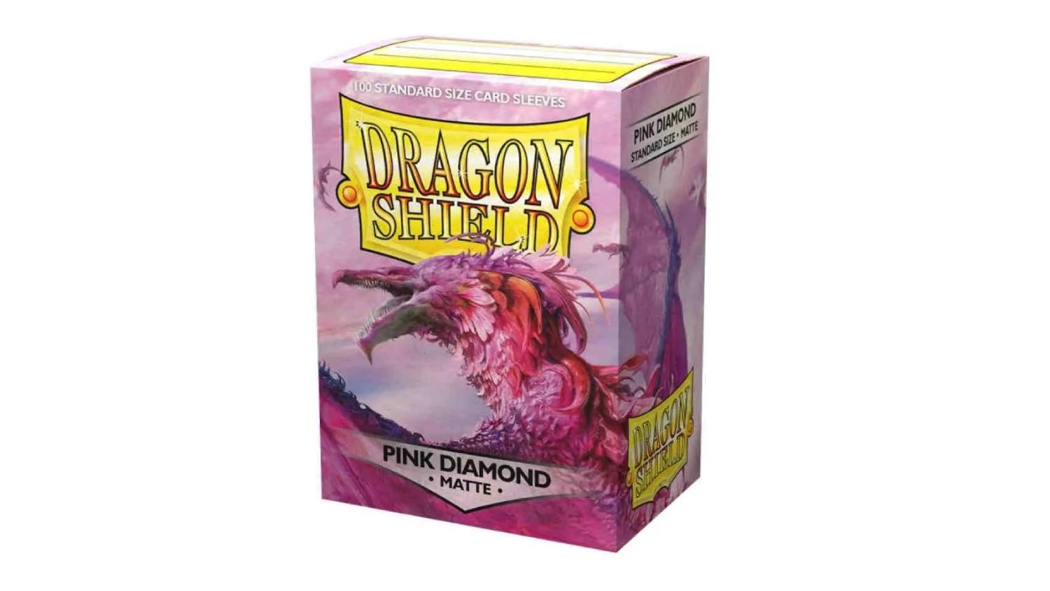A box of Dragon Shield card sleeves in matte pink diamond.