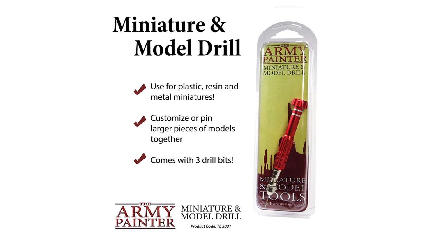 A product packaging for The Army Painter Miniature and Model Hand Drill