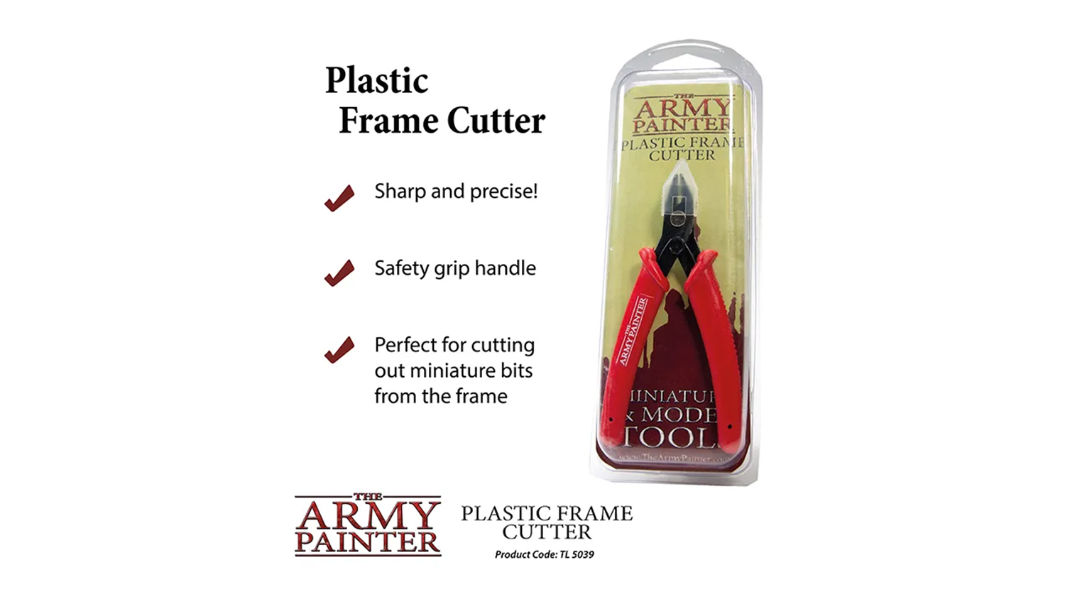A red-handled cutter tool in clear packaging