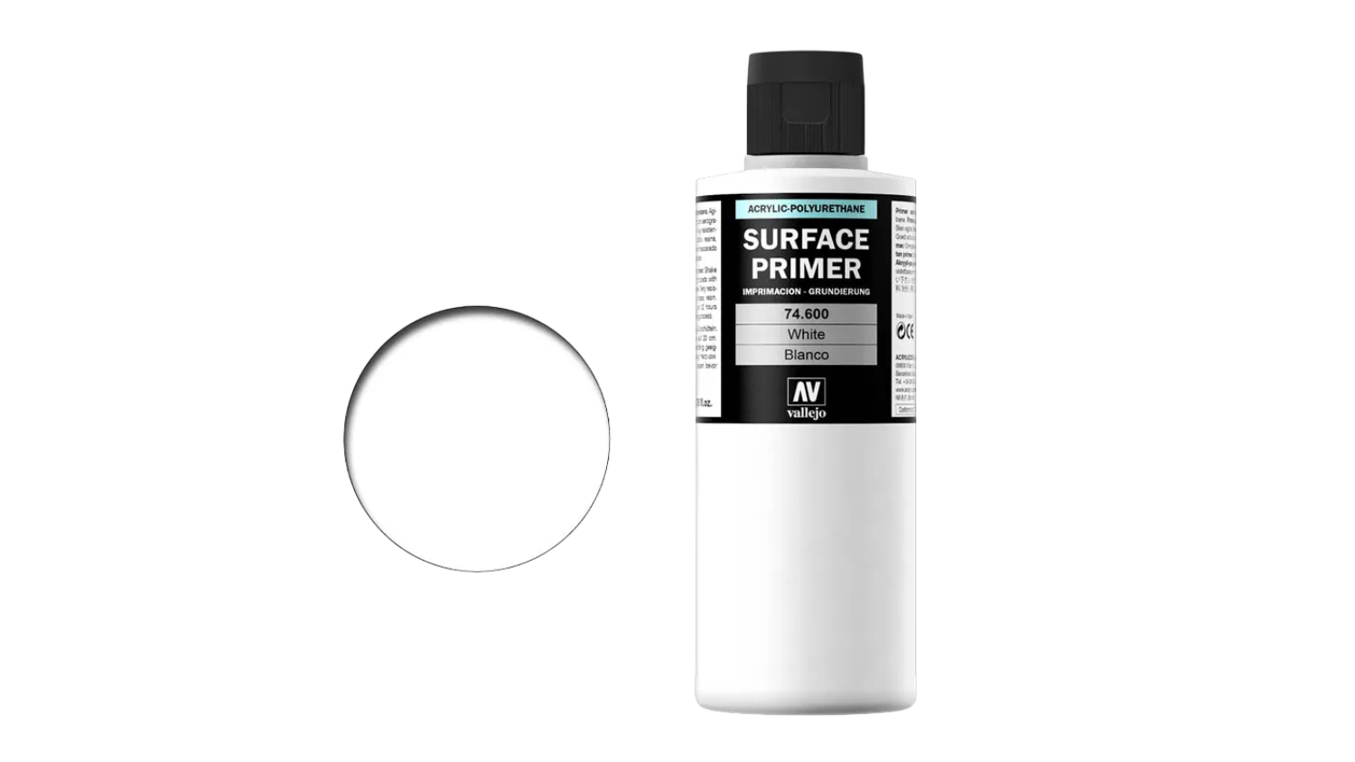 A 200ml bottle of Vallejo Surface Primer in white.