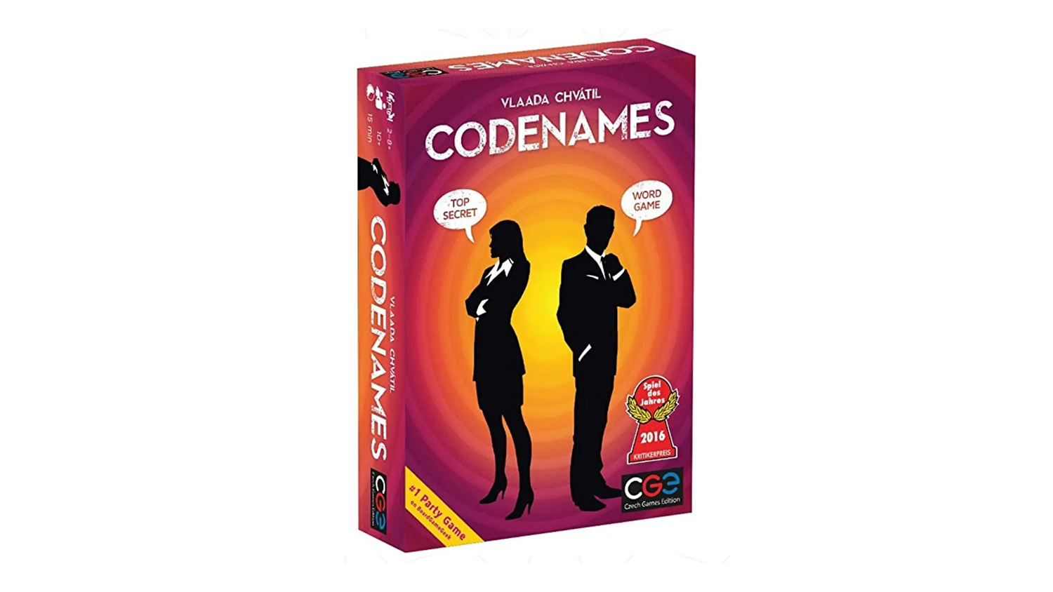 A silhouetted duo stands back-to-back on a vibrant box