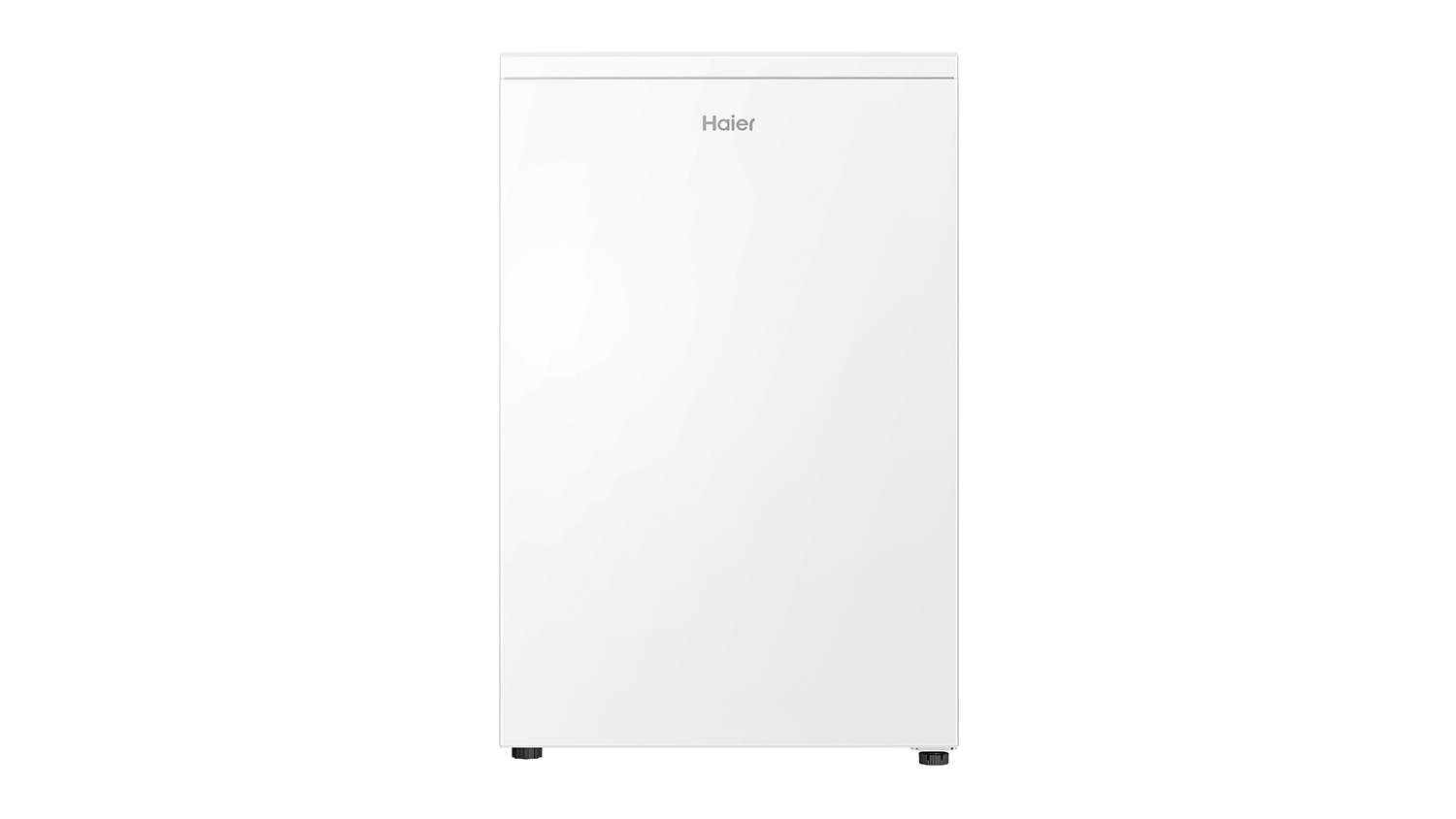 A white Haier 114L Bar Fridge Freezer with a compact rectangular design