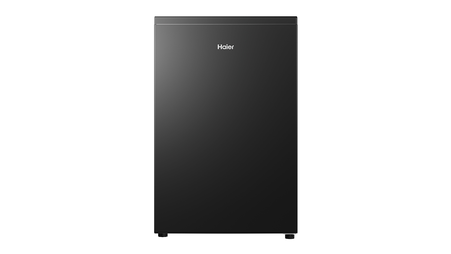 Front view of the black Haier 129L bar fridge