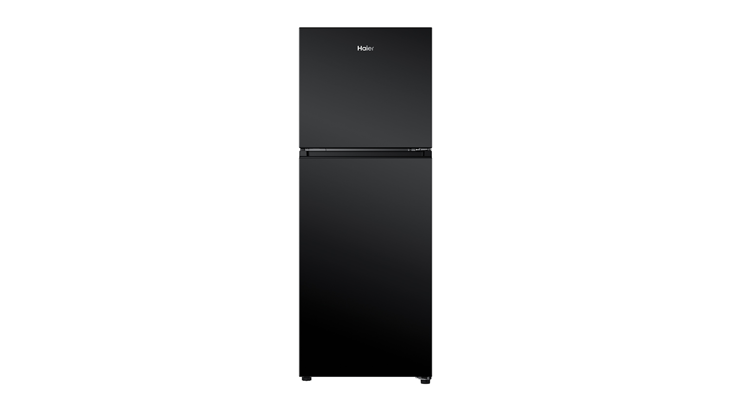 A black Haier 208L top-mount fridge with freezer