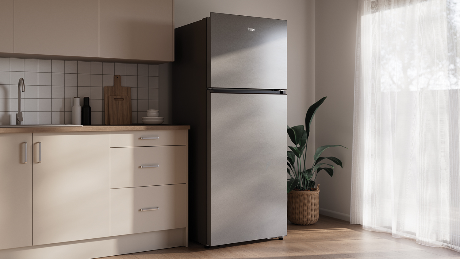 Haier 443L Top Mount Fridge Freezer - Silver (300 Series/ HRF450TS)