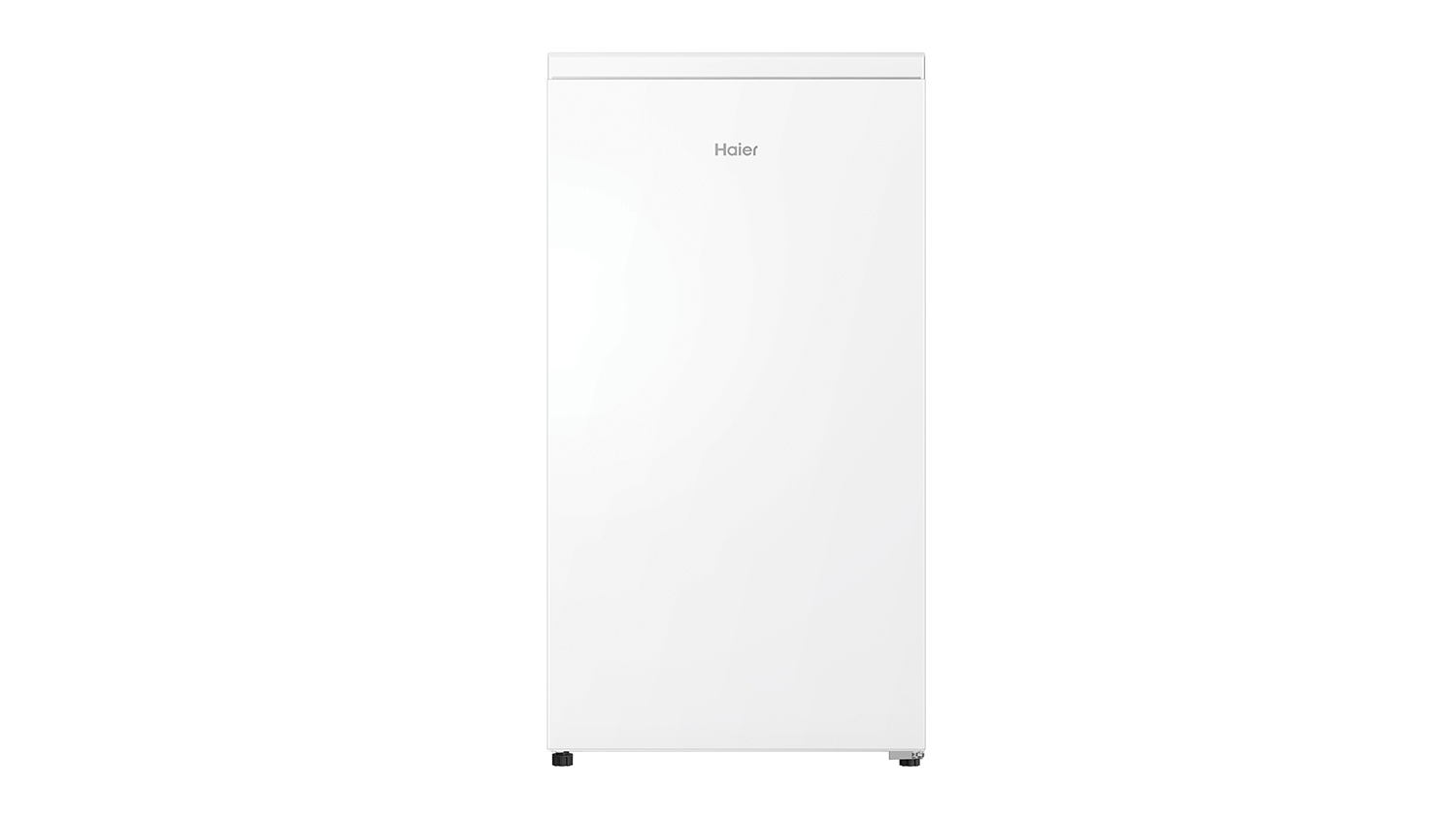 Front view of the white Haier 90L bar fridge