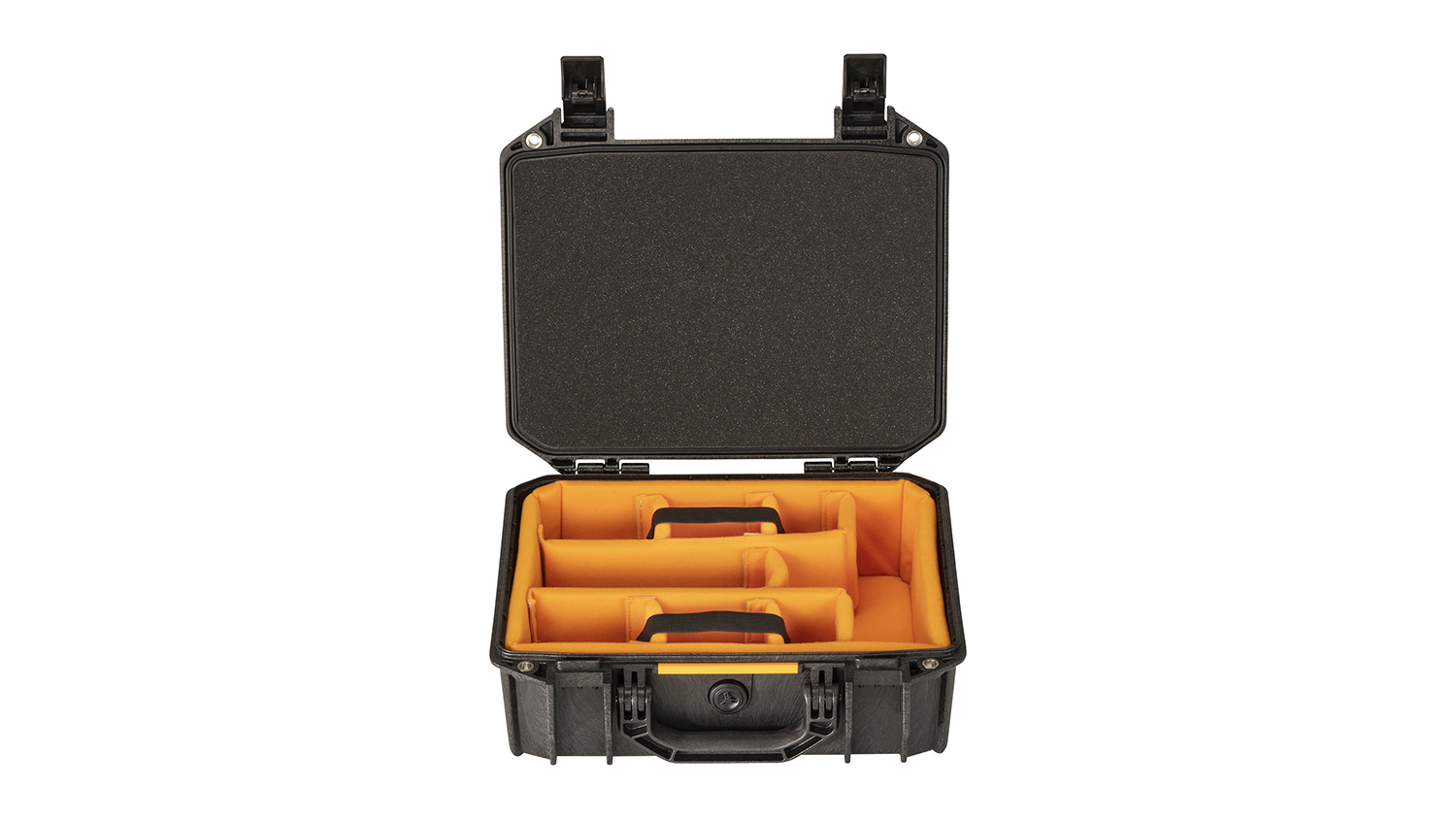 Pelican Vault V200 case with six padded interior compartments with straps