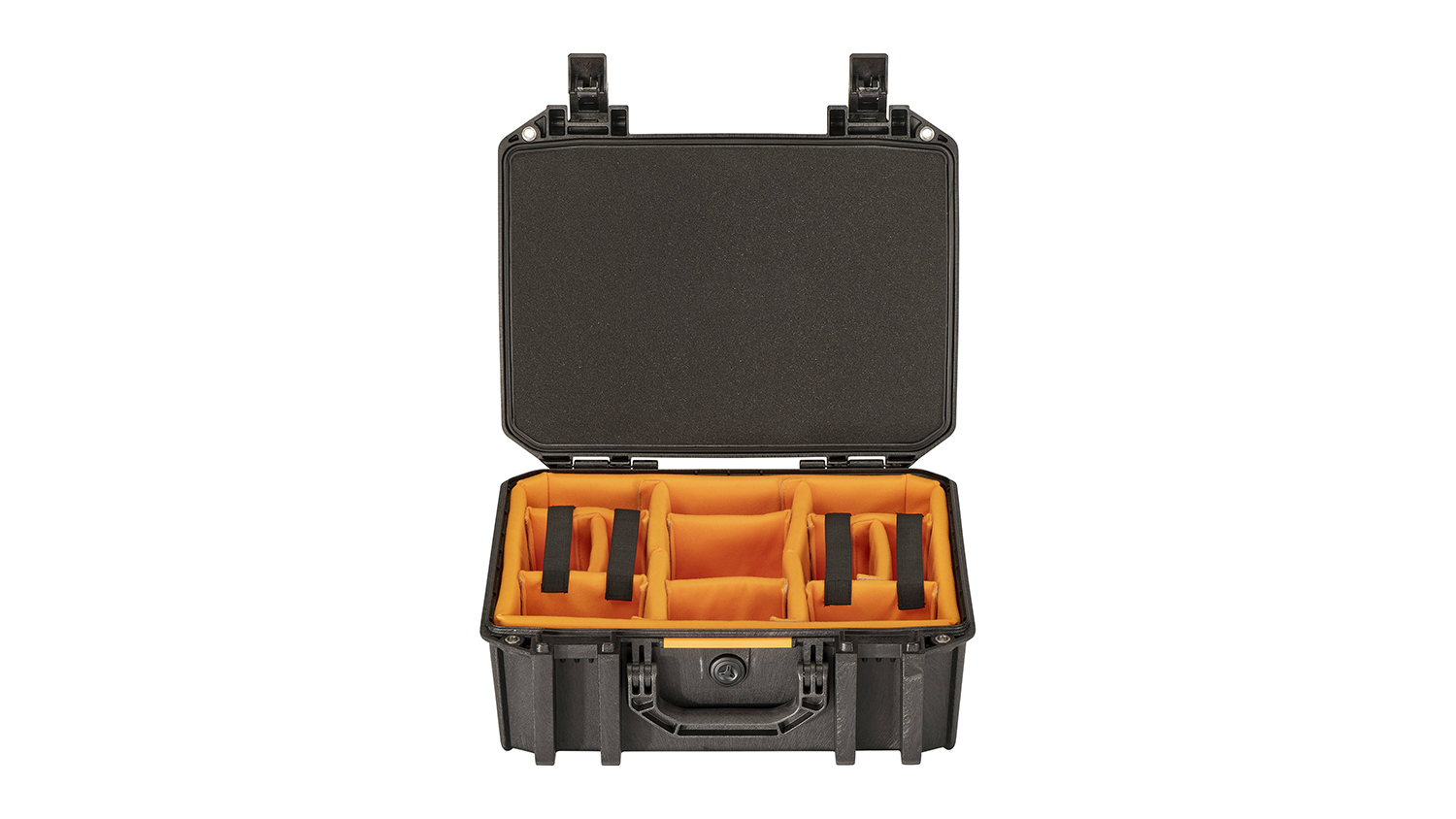 Pelican Vault V300 case with six padded interior compartments with black straps