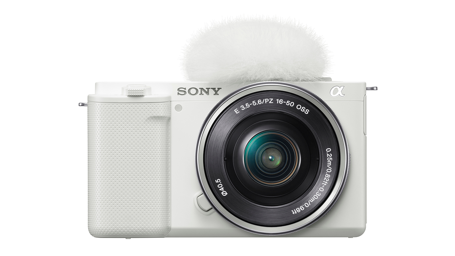 A front view of the Sony Alpha ZV-E10 Mirrorless Camera