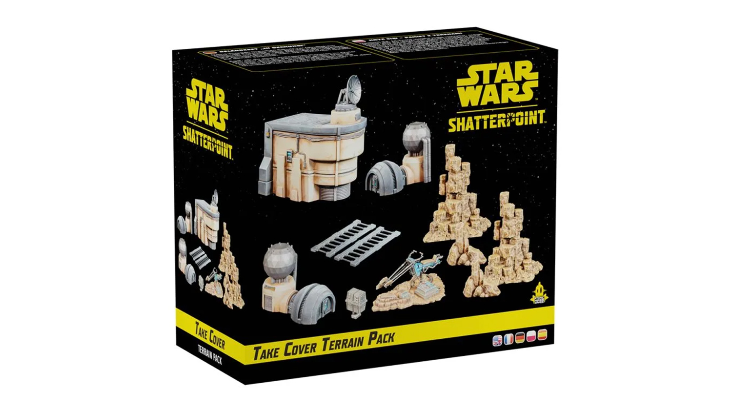 A black box packaging for the Star Wars: Shatterpoint Take Cover Terrain Pack