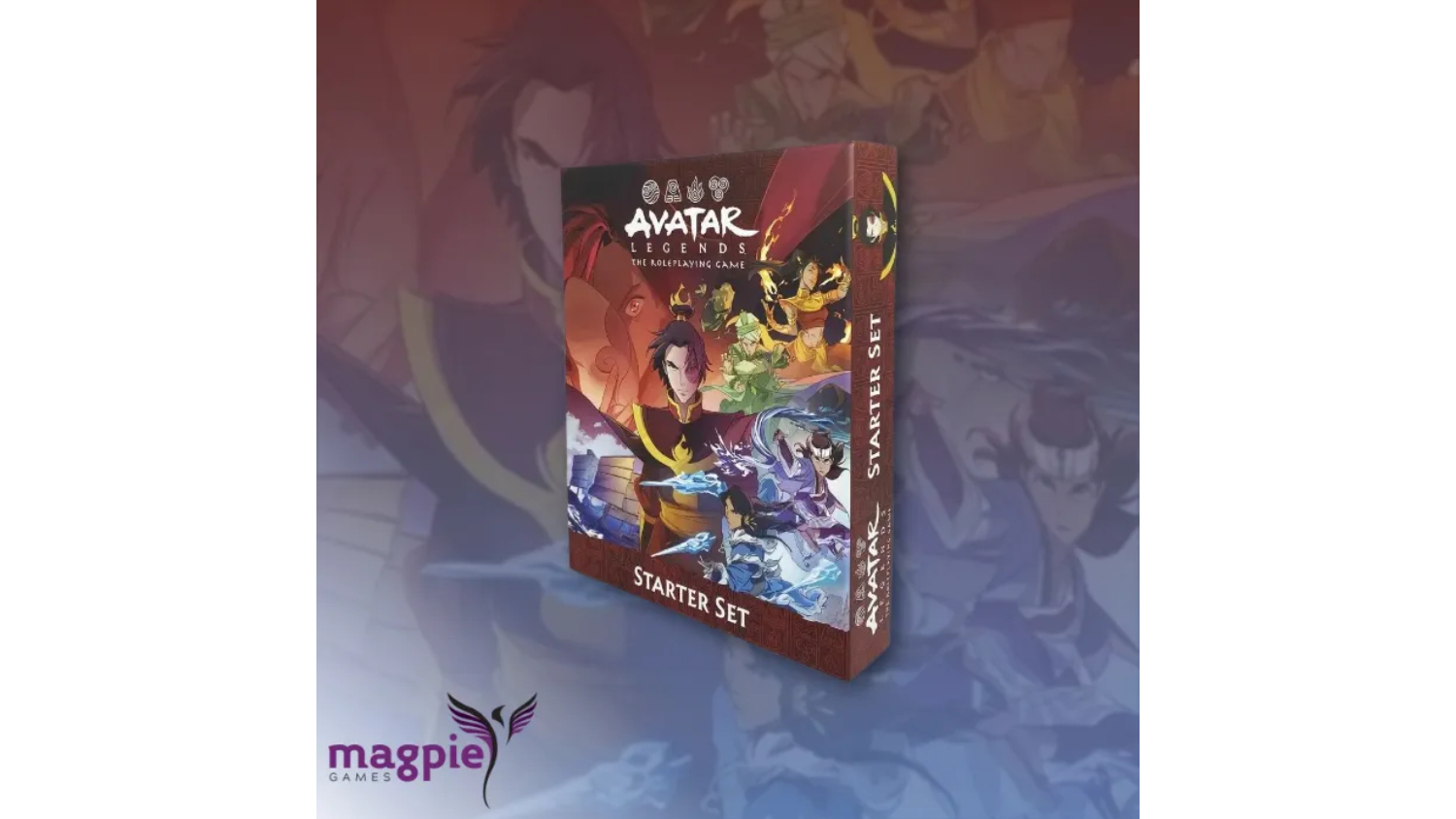 Avatar Legends Starter Set box with Magpie Games logo at bottom left